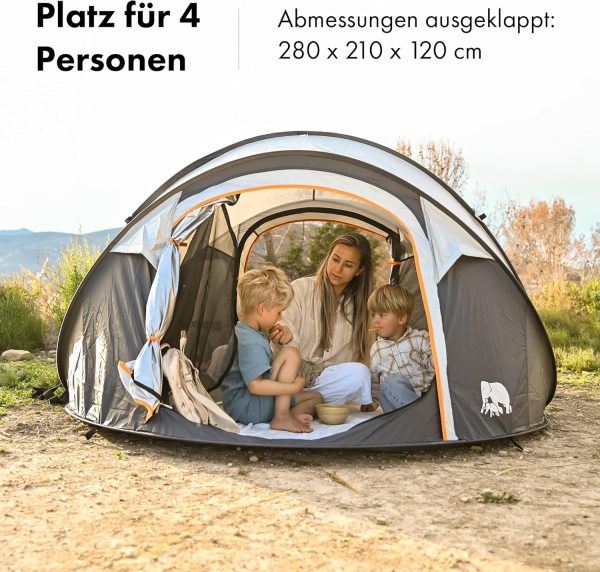 Deryan Pop Up Zelt f??r 4 Personen ?C wasserdicht bis 2000MM mit versiegelten N?hten und extra Dicker Bodenplane ?C von 2 Sekunden aufgebaut und zusammengeklappt ?C inklusive Abspannseilen und Heringen – Bild 4
