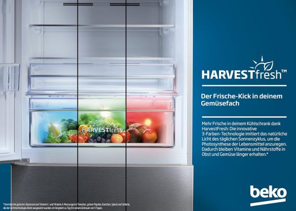 Beko RCNE366E70ZXBRN bPRO700 freistehende K??hl-/Gefrierkombination. gro?er K??hlschrank. 323 l Gesamtrauminhalt. HarvestFresh. NoFrost. leise. SmoothFit. 0??C-Zone. Dark Inox – Bild 2