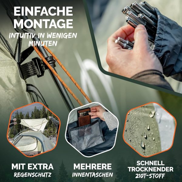 Camping Zelt 2 Personen wasserdicht - Schneller & Leichter Aufbau - Ultraleichtes Zelt kleines Packma? - Zelt f??r 2 Personen - Zelt Camping Trekking Zelt Outdoor Festival & Motorrad – Bild 6