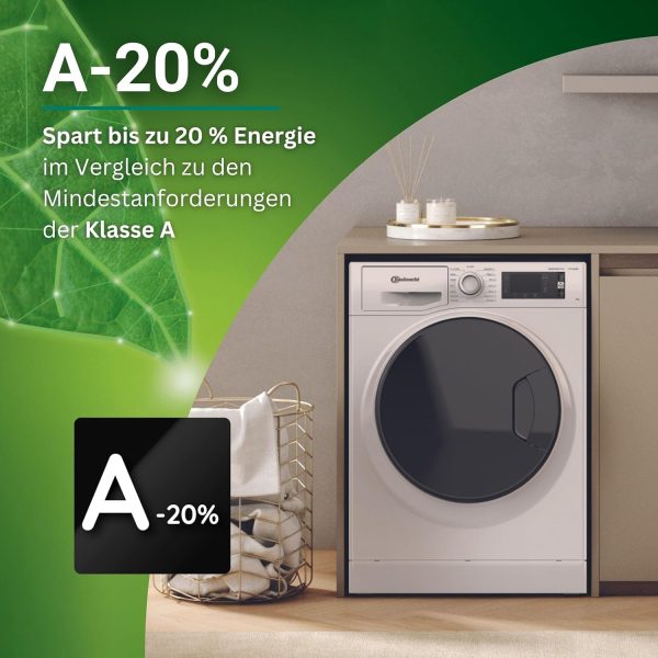 Bauknecht WM Elite 9AA Waschmaschine/ 9 kg/ 1400 U/min/Energieeffizienzklasse A/ActiveCareColor+/ A-20%/ SteamHygiene-Antivirus/SteamRefresh/Stop&Add-Nachlegefunktion/Volle Ladung 45Min. – Bild 5