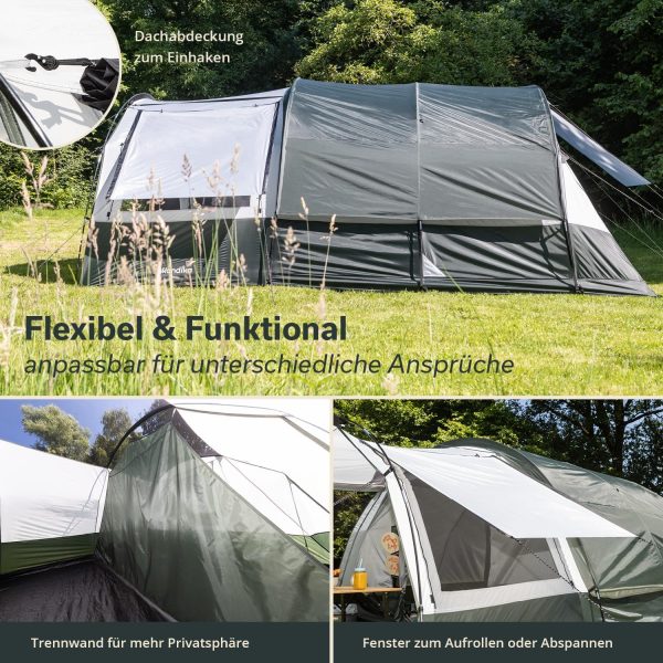 Skandika Tunnelzelt Indal 5 | Camping Zelt f??r 5 Personen. Panoramadach. mit Vordach. mit eingen?htem Zeltboden. 3000 mm Wassers?ule. Moskitonetz | Familienzelt. Campingzelt. Outdoor – Bild 5