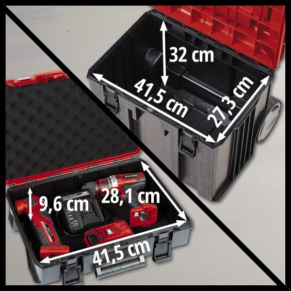 Original Einhell E-Case Tower Systemkoffer-Set (max. 120 kg. bestehend aus 3 Koffern inkl. Zubehör. Aufbewahrung & Transport von Zubehör und Werkzeug. stapelbar. verknüpfbar) – Bild 9
