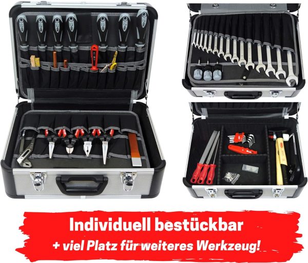 FAMEX 420-88 Alu Werkzeugkoffer gefüllt mit Top Werkzeug Set - ERWEITERBAR - Werkzeugkasten in Top Qualität - für den gewerblichen Einsatz – Bild 2