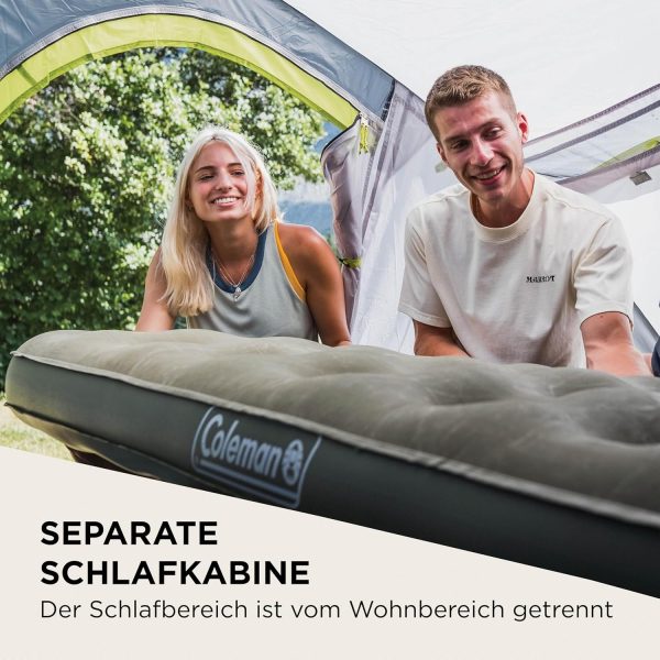 Coleman Zelt Darwin 2-4 | Kompaktes 2 bis 4 Mann Kuppelzelt | Modelle mit abgedunkelter Schlafkabine | Leichtes Camping. Festival. Trekkingzelt | 4500 mm wasserdicht | integrierte Bodenplane – Bild 4