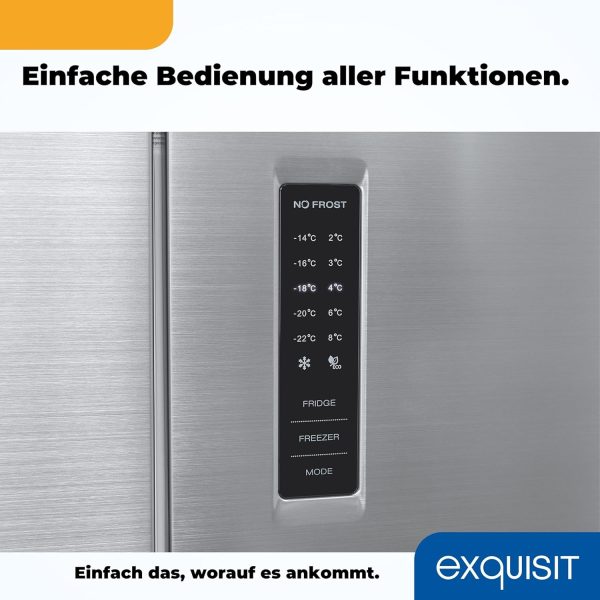 Exquisit Multidoor MD365-125-040D inoxlook | 362 l Volumen | Multi Door K??hlschrank NoFrost | Cross Door K??hl-Gefrierkombination | Frischefach | Alarm | LED-Display?? – Bild 9