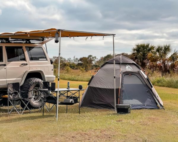 HEWOLF Camping Zelt 3-4 Personen Kuppelzelt Wasserdicht UV-Schutz Pop Up Zelt Doppelschicht Wurfzelt Sechseckiges Sekundenzelt Gro?es Familienzelt mit Regenfliege Tragetasche Braun – Bild 8