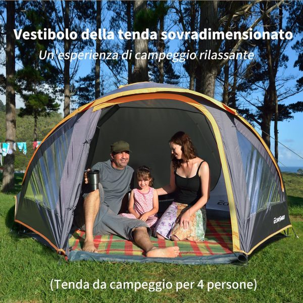 EchoSmile Zelt 4 Personen Wasserdicht 5000mm Kuppelzelt mit Vorzelt. Ultraleicht Camping Zelte Tents. 3-4 Jahreszeiten Campingzelt Biwakzelt f??r Trekking. Garten. Festival – Bild 2