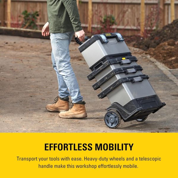 STANLEY FATMAX Rolling Workshop. 4-in-1-Geräte einschließlich abnehmbarer Werkzeugbox. strapazierfähiges Metall und Kunststoff. mobile Workstation. 1-95-622 – Bild 7