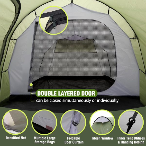 Chihee Camping Zelte Tunnelzelt 4 Personen Familienzelt mit 2 T??ren Wetterfestes Zelt 4 Jahreszeiten Zelte mit abgeschirmter Veranda Raum Markise Include Rainfly Tragetasche f??r Reisen Outdoor Wandern – Bild 4