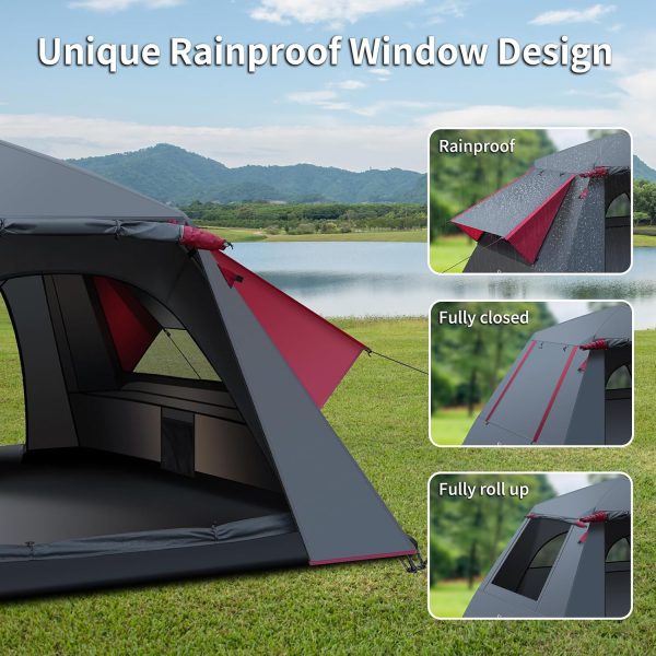 Camping Zelt. 3 Personen Pop Up Zelt Gro?e Wasserdicht Automatisches Wurfzelt mit 2 Regendichten Fenstern. 2 Schichten Kuppelzelt mit Abnehmbare Au?enschicht. Zelt f??r Camping Familien – Bild 3