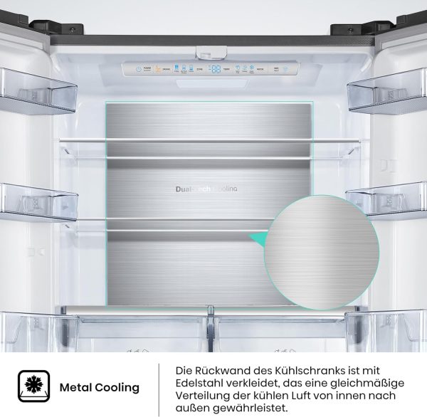 Hisense RF540N4SBF2 French Door K??hl-Gefrierkombination/ NoFrostPlus/ Inverter-Kompressor/ Multiflow 360??/ SuperCool/ 181.7 cm/ K??hlteil 302 l/ Gefrierteil 178 l/ 40 dB/ 310 kWh/ Jahr/ Schwarz – Bild 10