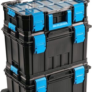 Högert Technik - 4 in 1 Kastenset. Satz Werkzeugkisten auf Rädern. Praktisch und Geräumig. Resistent Gegen Beschädigungen. Staubdicht. Robuste ABS-Verschlüsse. Modularer Aufbau - HT7G500