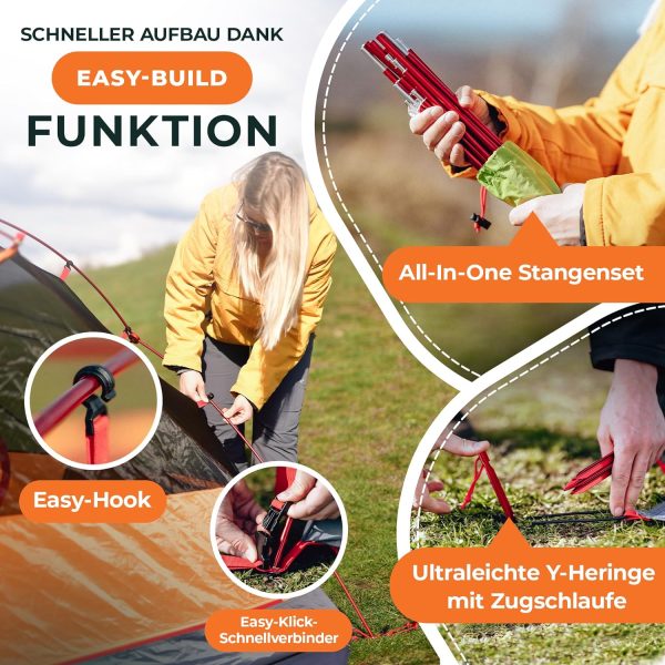 Tourbold Zelt 2 Personen | Tourbude II | kleines Packma? | Ultraleicht | wasserdicht | gro?es Innenzelt | Doppelschichtzelt | Trekking | Radfahren | Kanutour | Festival | Camping – Bild 4