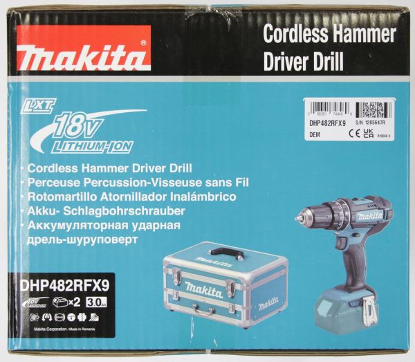 Makita DHP482RFX9 Schlagbohrschrauber 18V / 3.0 Ah. 2 Akkus plus Ladegerät im Alukoffer. Petrol. 96-tlg. Zubehör-Set – Bild 12