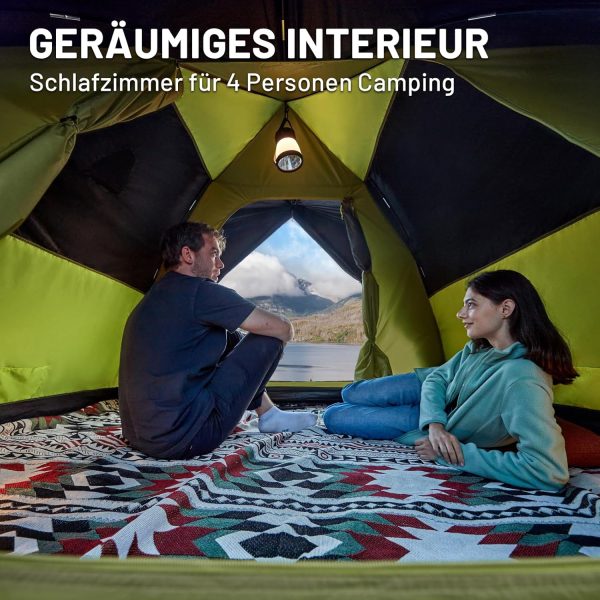 Camping Zelt 4 Personen Blackout 4 Mann Zelt wasserdicht 3000mm Kuppelzelt Familienzelt Festivalzelt f??r Camping Reise Trekking Garten – Bild 4