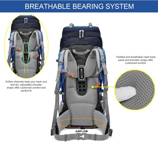 MOUNTAINTOP Trekkingrucksack 80L Wanderrucksack Herren Damen Reiserucksack Gro?er Rucksack mit Regenschutz f??r Outdoor Reisen Camping Trekking – Bild 3