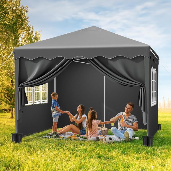 Pavillon 3x3. Faltpavillon Wasserdicht Stabil Winterfest mit 420D Oxford.UV Schutz 50+.Faltpavillon 3x3 mit 4 Seitenteilen.Gartenpavillon H?henverstellbar. Faltbare Pavillon Zelt f??r Camping.Grau – Bild 2
