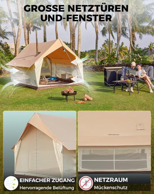 KingCamp Camping Zelt 4-5 Personen Hauszelt 210g TC 150D Oxford Gewebe PU3000mm Wasserdicht Familienzelt 8?O Gro?es Hauszelt Outdoor Zelt f??r Camping. Glamping. Festivals. Partys – Bild 5