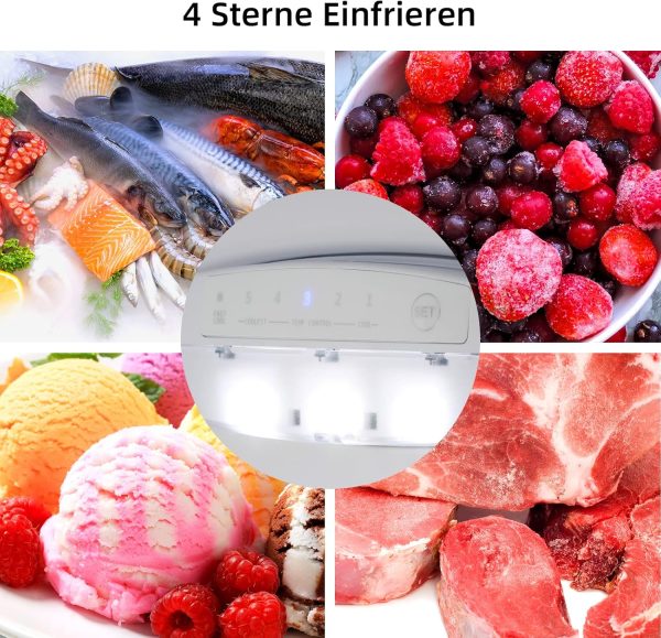 CHIQ Freistehender K??hlschrank mit Gefrierfach | K??hl-Gefrierkombination 114 cm H?he. 47 cm Breit. 117L| 4 Sterne Gefrieren -24?? | LED Litcht | Dunkler Edelstahl Look. for Eigentumswohnungen – Bild 10