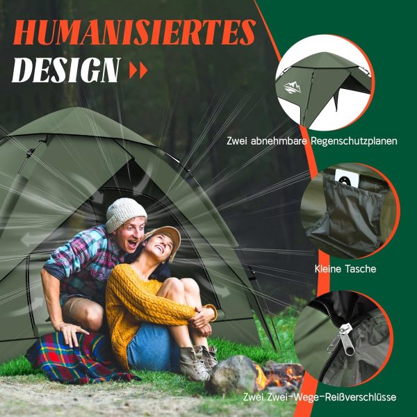Camping Zelt. Automatisches 2-3 Personen Doppellagiges Camping Zelt Pop Up. Wasserdicht & Winddicht Campingzelt DREI Schicht Kuppelzelt. Gro?e 3 Jahreszeiten Zelt f??r Trekking. Familien – Bild 5
