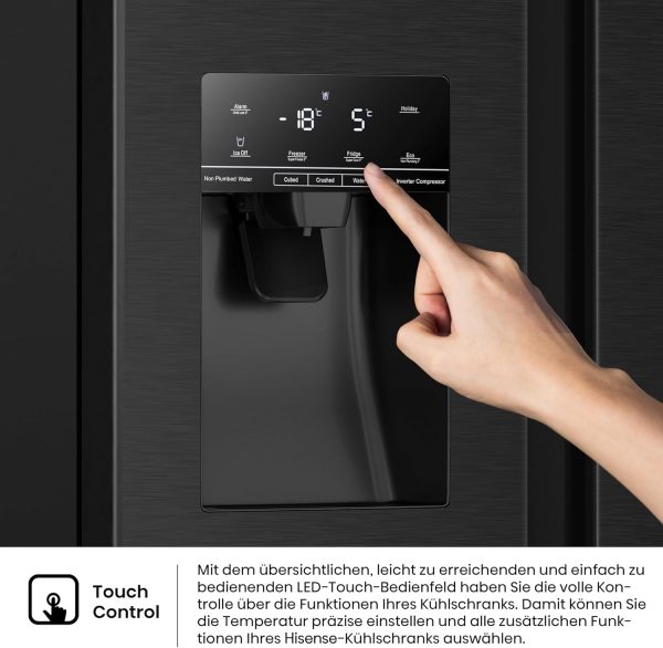Hisense RS694N4TFE Side-by-Side K??hl-Gefrierkombination/ NoFrostPlus/ Inverter-Kompressor/ Eis-Wasser Spender/ HolidayMode/ 178.6 cm/ K??hlteil 371 l/ Gefrierteil 191 l/ 42 dB/ 323 kWh/ Jahr. Schwarz – Bild 4