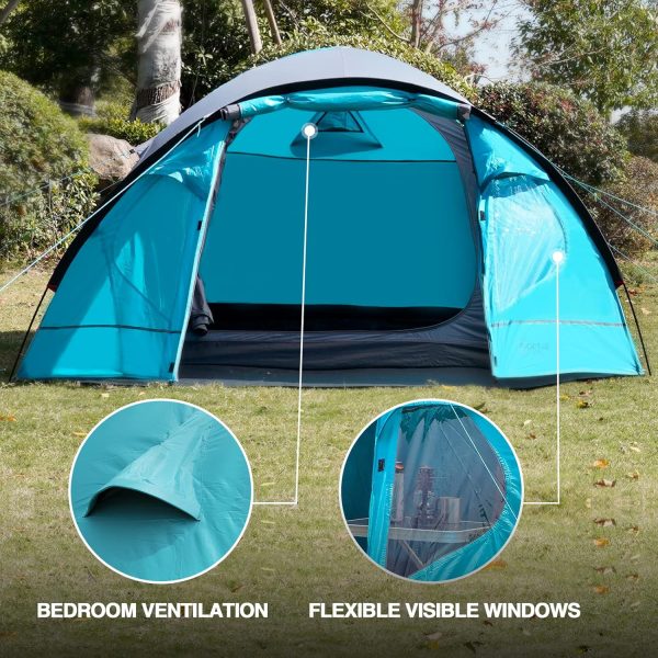 Zelt 3-4 Perosonen Camping wasserdicht 4000mm Kuppelzelt mit Vorzelt Familienzelt Festivalzelt f??r Camping Reise Trekking Garten – Bild 6