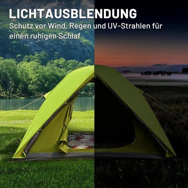 Camping Zelt 4 Personen Blackout 4 Mann Zelt wasserdicht 3000mm Kuppelzelt Familienzelt Festivalzelt f??r Camping Reise Trekking Garten – Bild 3