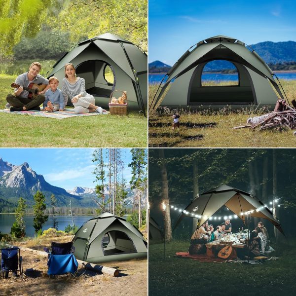 Camping Zelt Automatisches Sofortzelt 2-3 Personen Pop Up. Doppelschicht Wasserdicht & Winddichte Ultraleichte Kuppelzelt UV Schutz Einfache Einrichtung f??r Trekking. Familien. Rucksackreisen – Bild 7