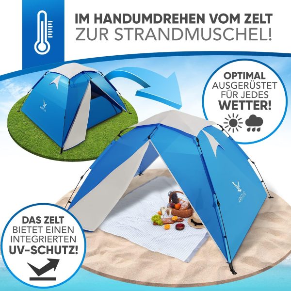 Wurfzelt 2-4 Personen AUF-ABBAU IN 45 Sekunden -Extra Gro? & Wasserdicht- Pop up Zelt 3 Person automatik Wurfzelt 3 Personen Mann zelte – Bild 4
