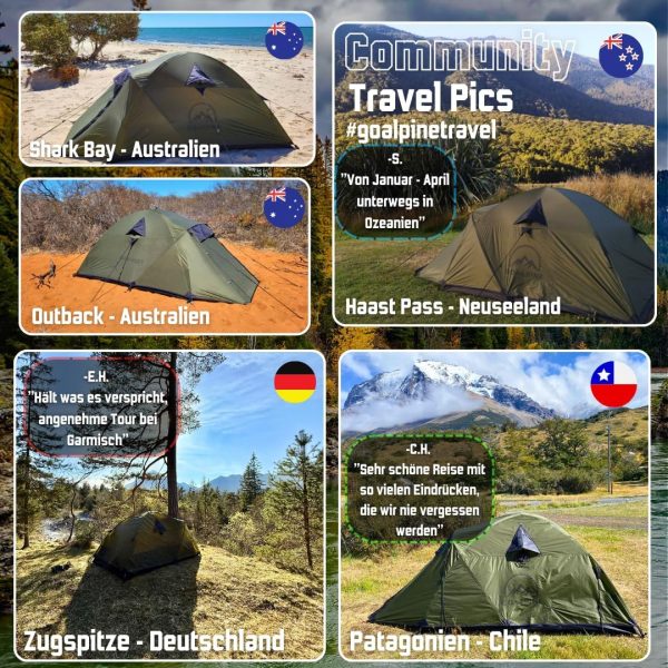 GOALPINE? Zelt f??r 1 & 2 gro?e Personen | wasserdicht 4000mm | kleines Packma? | zum Wandern. Bergtouren & Bikepacking | Ultraleicht | 4 Jahreszeiten | schneller aufbau – Bild 8