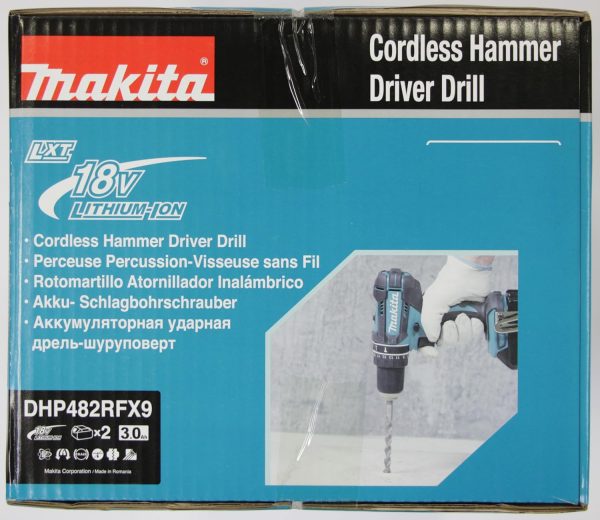 Makita DHP482RFX9 Schlagbohrschrauber 18V / 3.0 Ah. 2 Akkus plus Ladegerät im Alukoffer. Petrol. 96-tlg. Zubehör-Set – Bild 10