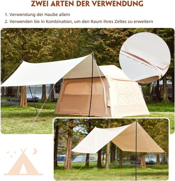EROMMY aufblasbares Zelt mit gro?em Vordach. Luftzelt f??r 4 Personen. Schnellaufbau mit Luftpumpe. Campingzelt f??r Outdoor-Abenteuer(260X220X180CM) – Bild 4