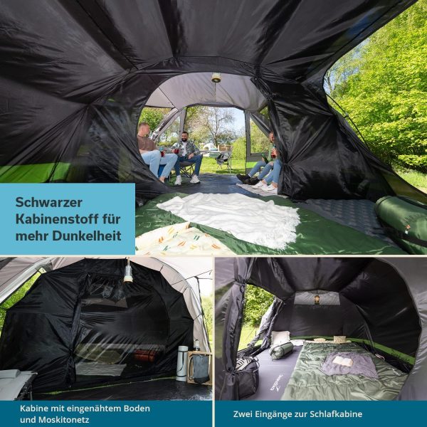 Skandika Kambo Tunnelzelt 6 ?C 12 Personen | Zelt f??r 6 ?C 12 Mann. wasserdicht. 3000 mm Wassers?ule. 3 Separate Eing?nge. Sonnensegel. Vorzelt. dunkle Schlafkabine | Camping Familienzelt. Gro?raumzelt – Bild 4