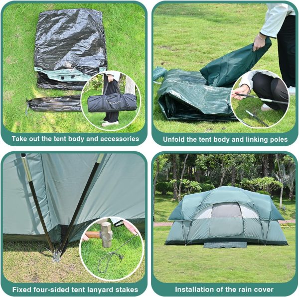Zelte 4/6/8 Person. Einfacher Aufbau Wasserdichtes Campingzelt mit Regenschutz. Tragbares Doppellagiges Gro?es Familienzelt f??r Camping Hinterhof Outdoor &Wandern – Bild 5