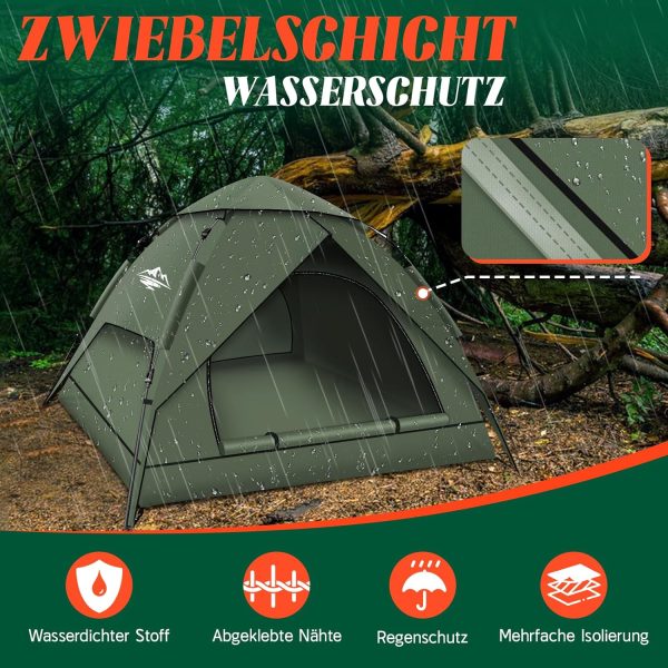 Camping Zelt. Automatisches 2-3 Personen Doppellagiges Camping Zelt Pop Up. Wasserdicht & Winddicht Campingzelt DREI Schicht Kuppelzelt. Gro?e 3 Jahreszeiten Zelt f??r Trekking. Familien – Bild 2