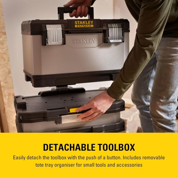 STANLEY FATMAX Rolling Workshop. 4-in-1-Geräte einschließlich abnehmbarer Werkzeugbox. strapazierfähiges Metall und Kunststoff. mobile Workstation. 1-95-622 – Bild 5