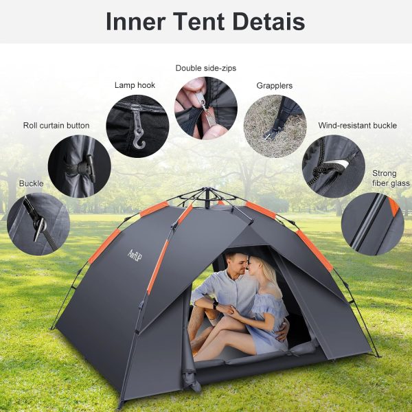 Camping Zelt Automatisches 2 Mann Personen Instant-Zelt Pop Up Kuppelzelt 4 Jahreszeiten Wasserdicht & Winddicht Campingzelt mit Abnehmbarer. ?u?erer Zeltplane f??r Familien.Camping – Bild 3