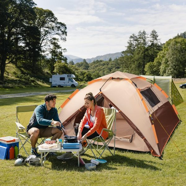 Camping Zelt. Pop Up Zelt 3 Personen Familie Kuppelzelt Wasserdicht Winddicht mit 2 Mesh-T??r. 2 Mesh-Fenster. 2 in 1 Doppelschichten. Tragetasche f??r Camping Wandern Backpacking – Bild 7