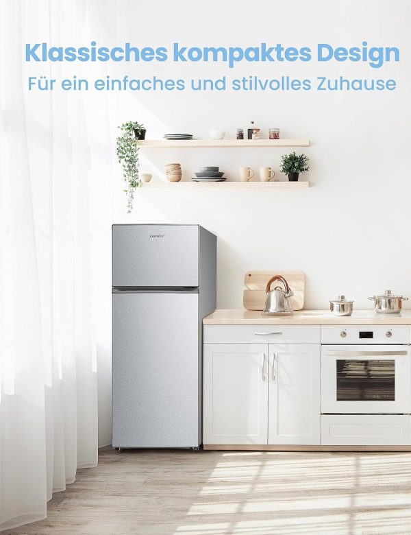 Comfee RCT284DS2 K??hl-/Gefrierkombination/Gefrierteil oben/176 kWh/Jahr/143cm H?he/LED Licht/Reversibles T??rscharnier/Silber – Bild 6