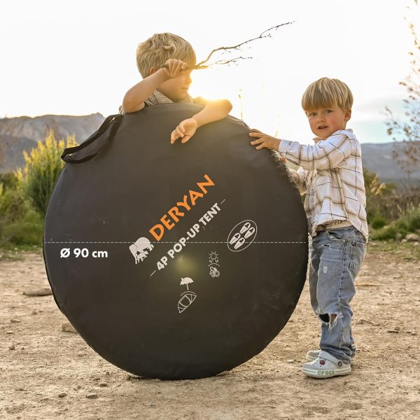 Deryan Pop Up Zelt f??r 4 Personen ?C wasserdicht bis 2000MM mit versiegelten N?hten und extra Dicker Bodenplane ?C von 2 Sekunden aufgebaut und zusammengeklappt ?C inklusive Abspannseilen und Heringen – Bild 6