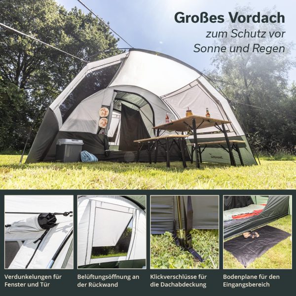 Skandika Tunnelzelt Indal 5 | Camping Zelt f??r 5 Personen. Panoramadach. mit Vordach. mit eingen?htem Zeltboden. 3000 mm Wassers?ule. Moskitonetz | Familienzelt. Campingzelt. Outdoor – Bild 4