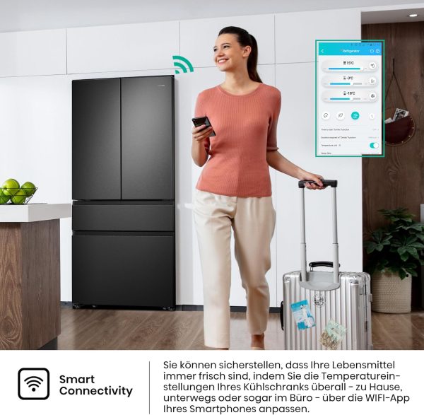 Hisense RF540N4SBF2 French Door K??hl-Gefrierkombination/ NoFrostPlus/ Inverter-Kompressor/ Multiflow 360??/ SuperCool/ 181.7 cm/ K??hlteil 302 l/ Gefrierteil 178 l/ 40 dB/ 310 kWh/ Jahr/ Schwarz – Bild 12