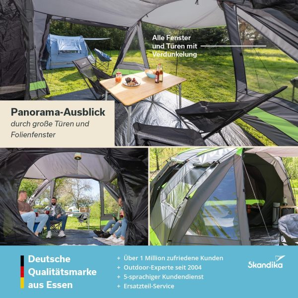 Skandika Kambo Tunnelzelt 6 ?C 12 Personen | Zelt f??r 6 ?C 12 Mann. wasserdicht. 3000 mm Wassers?ule. 3 Separate Eing?nge. Sonnensegel. Vorzelt. dunkle Schlafkabine | Camping Familienzelt. Gro?raumzelt – Bild 5