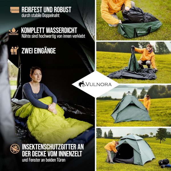 Pop Up Zelt 4 Personen - Wasserdicht [5000mm Wassers?ule] Wurfzelt 1-4 Personen | Auf- und Abbau in Sekunden - Strandzelt mit UV-Schutz -Blickdicht - Strand Camping Outdoor Reisen – Bild 6