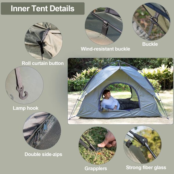 Camping Zelt Automatisches Sofortzelt 2-3 Personen Pop Up. Doppelschicht Wasserdicht & Winddichte Ultraleichte Kuppelzelt UV Schutz Einfache Einrichtung f??r Trekking. Familien. Rucksackreisen – Bild 5