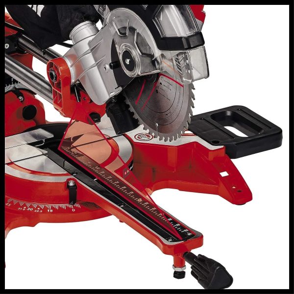 Einhell Zug-Kapp-Gehrungssäge TC-SM 2131/2 Dual (1800 W. max. 62 mm x 310 mm Schnitttiefe/-breite. Ø 210 mm Sägeblatt. beidseitig neigbarer Sägekopf. Zugfunktion. Laser) – Bild 3