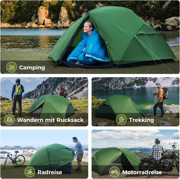 ATEPA Ultraleicht Zelt 2 Personen 1.9kg Wasserdicht & Windschutz. Camping Zelt Abtrennbares Mesh-Innenkonto mit Vorbau f??r Trekking. Camping. Outdoor. Wandern – Bild 6
