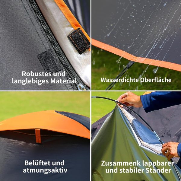 EchoSmile Zelt 4 Personen Wasserdicht 5000mm Kuppelzelt mit Vorzelt. Ultraleicht Camping Zelte Tents. 3-4 Jahreszeiten Campingzelt Biwakzelt f??r Trekking. Garten. Festival – Bild 7