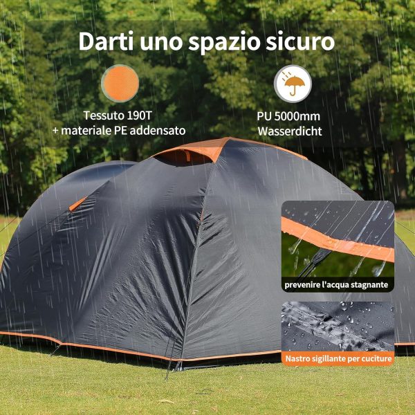 EchoSmile Zelt 4 Personen Wasserdicht 5000mm Kuppelzelt mit Vorzelt. Ultraleicht Camping Zelte Tents. 3-4 Jahreszeiten Campingzelt Biwakzelt f??r Trekking. Garten. Festival – Bild 3