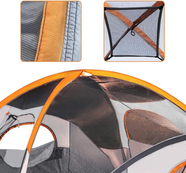 Amazon Basics Kuppelzelt f??r Camping mit Regenschutz und Tragetasche. wasserdichtes 3-Jahreszeiten-Zelt. einfach aufzubauen. 6 Personen – Bild 4